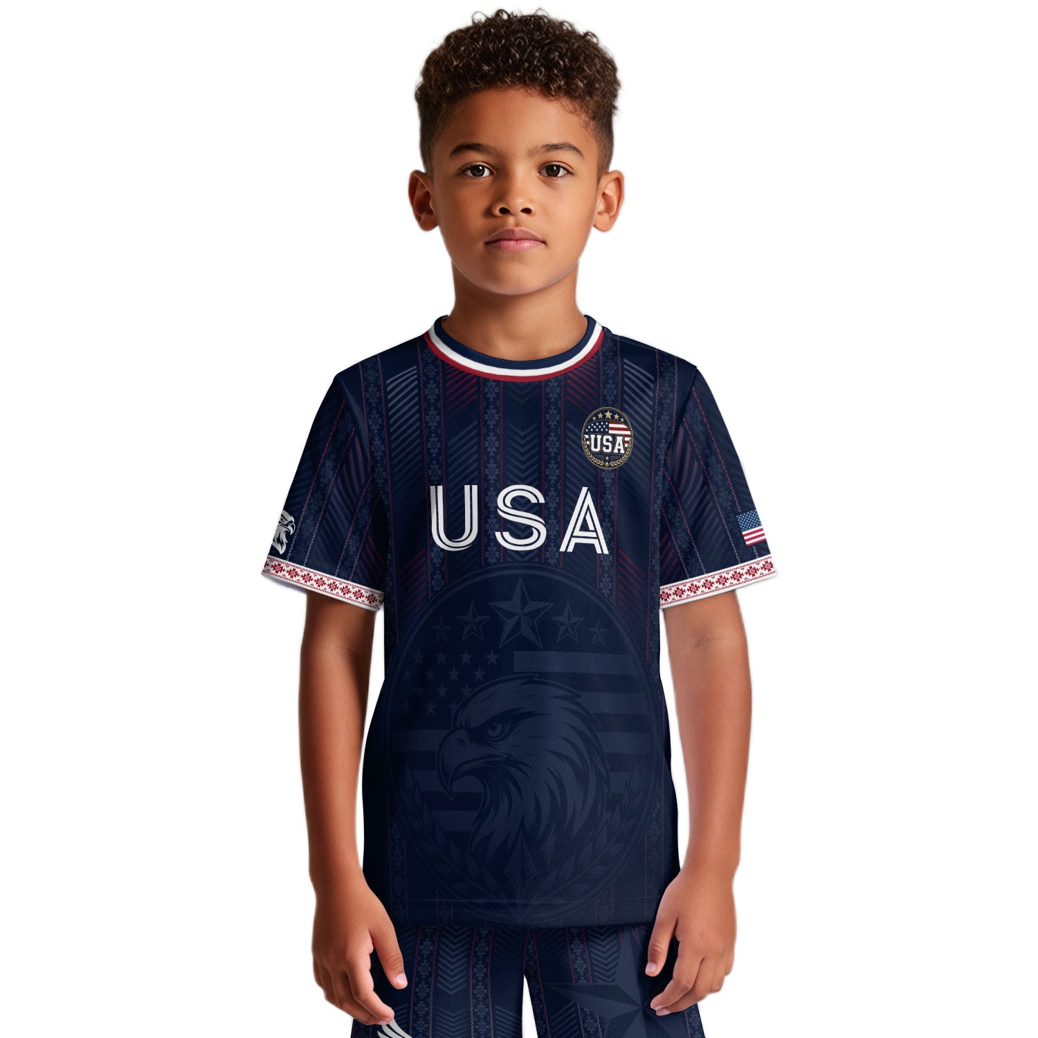 United States Soccer Jersey Kids Set Navy Soccer Ball Patriotic Youth Football Outfit Kit