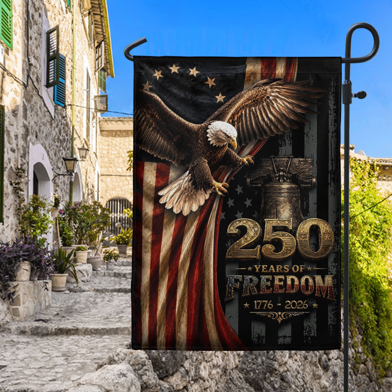 250 Years of Freedom 1776-2026 House Flag American Patriotic Eagle Garden Banner Decor