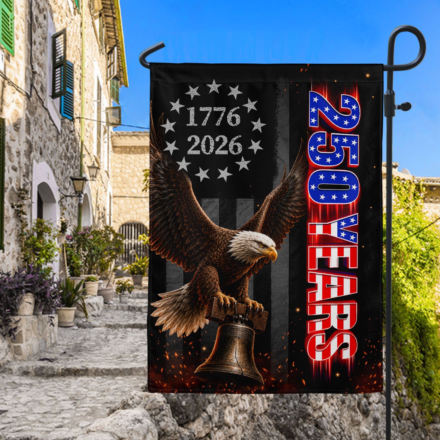 250 Years of Freedom House Flag Eagle Liberty USA Patriotic Banner