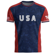 Navy Orange USA Soccer Jersey Men Patriotic Stars Stripes American Football Shirt Fan Gear