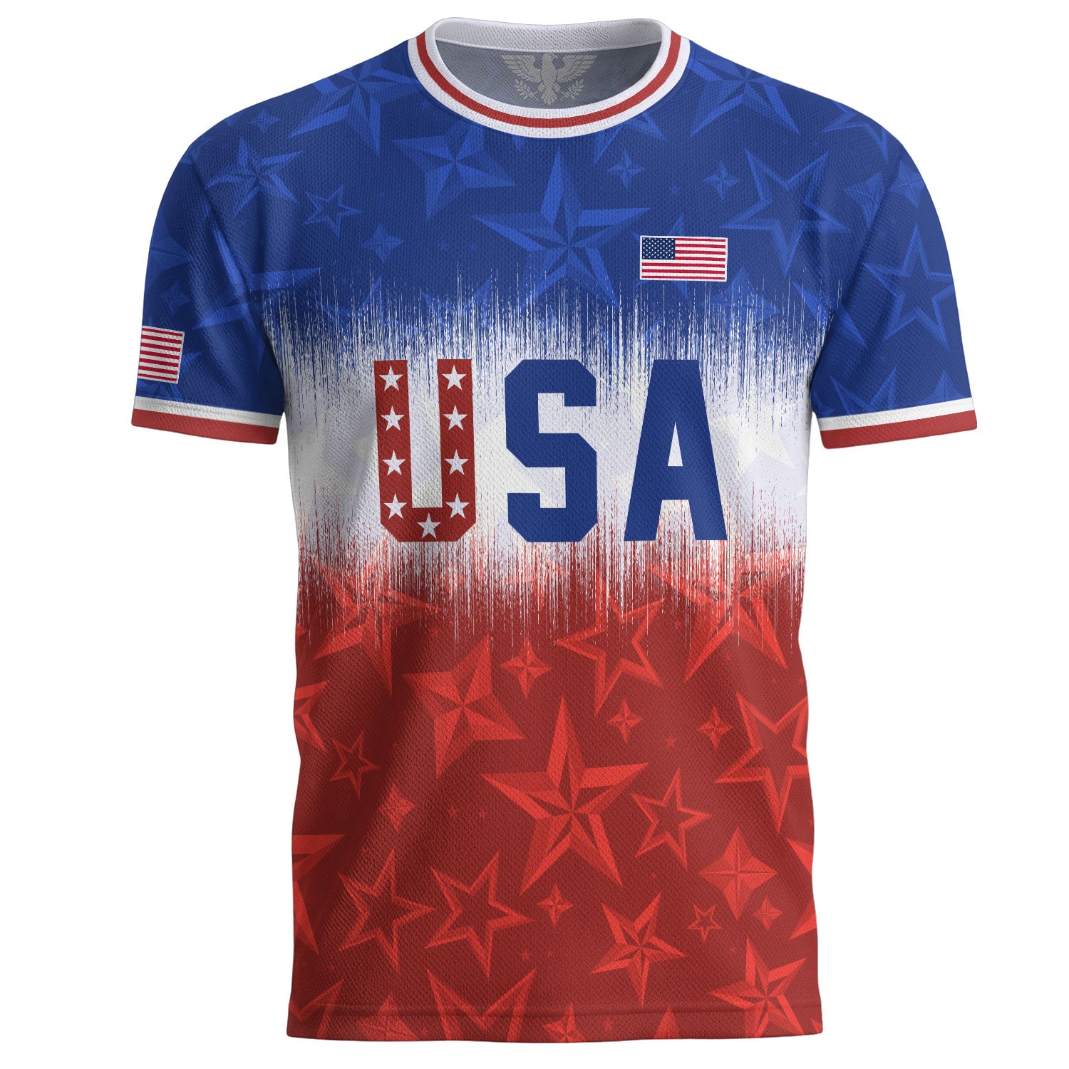 Navy Orange USA Soccer Jersey Patriotic Stars Stripes American Football Shirt Fan Apparel Tee