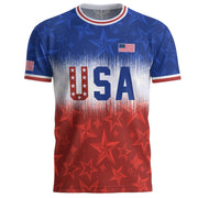Navy Orange USA Soccer Jersey Patriotic Stars Stripes American Football Shirt Fan Apparel Tee