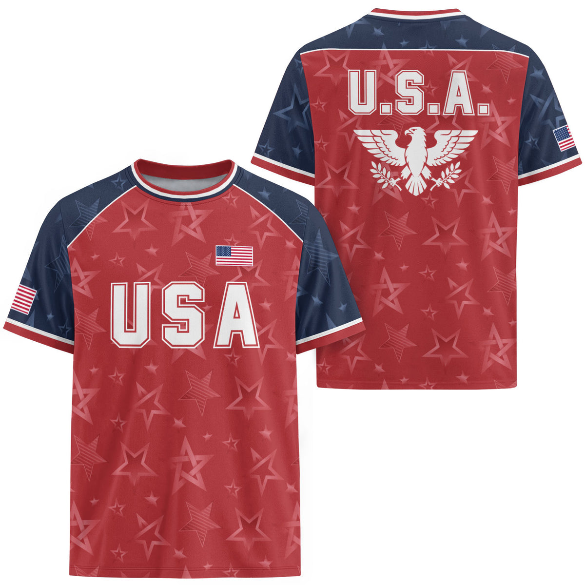 Orange Navy USA Soccer Jersey Men Patriotic United States Football Shirt White Eagle Crest Gift - Rust Field Wear