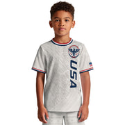 USA Kids Soccer Jersey Set White Eagle Patriotic Youth Football Outfit Kit