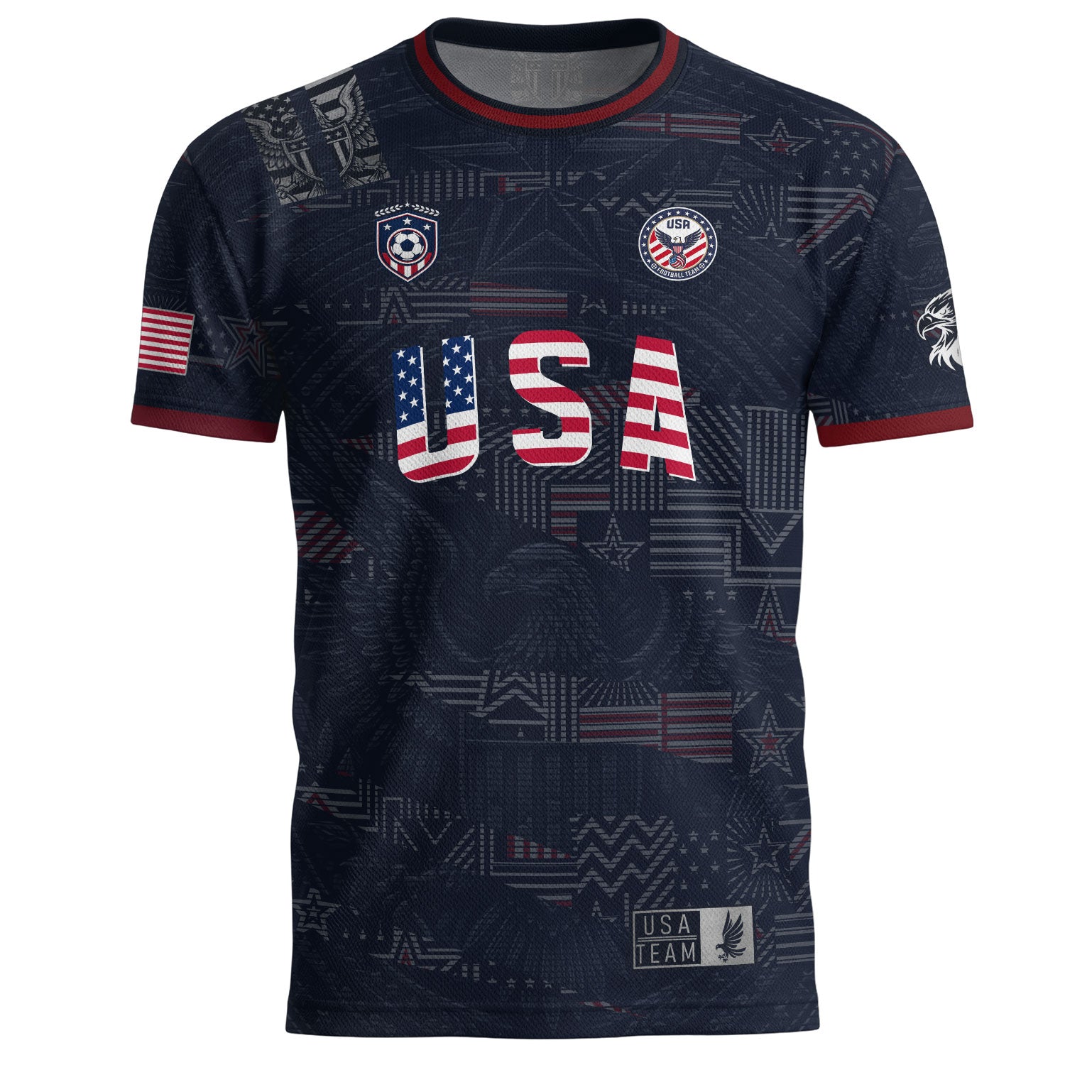 Adult Men Women USA Soccer Jersey Patriotic Flag Letters United States Fan Shirt