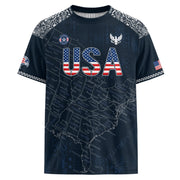 Navy USA Soccer Jersey Flag Pattern US Map American Shirt Patriotic Stars Stripes - Rust Field Wear