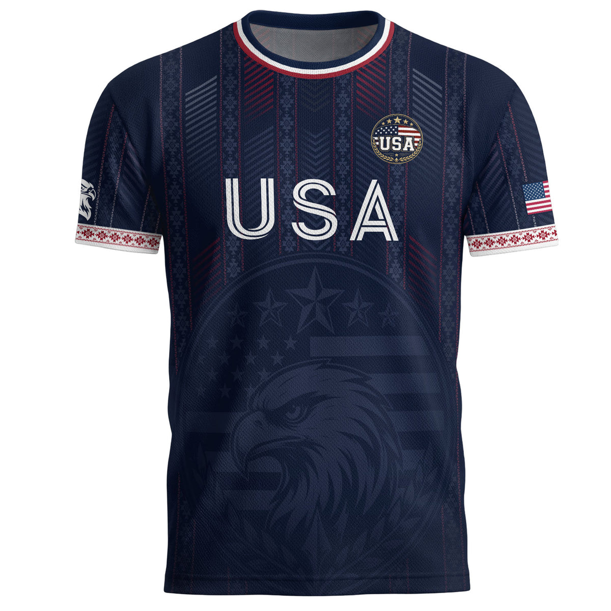 Navy Blue USA Soccer Jersey Patriotic Eagle Football Shirt American Flag Inspired Sports Fan Apparel for Men - Rust Field Wear