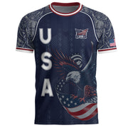 Navy Blue USA Soccer Jersey Bald Eagle Football Shirt Patriotic American Flag Sports Fan Apparel for Men