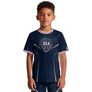 USA Kids Soccer Jersey Set Navy Blue Eagle Shield Youth Sports Kit