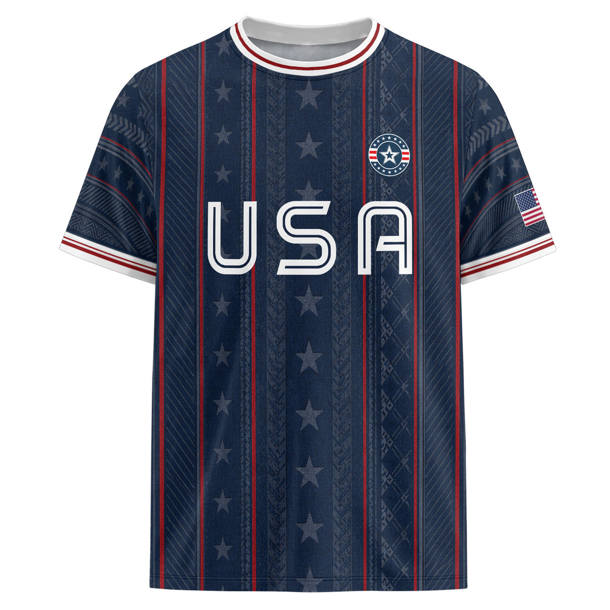 Navy USA Soccer Jersey American Pride Graphic Stripe Soccer Shirt Patriotic Fan Gear - Rust Field Wear