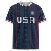 Navy USA Soccer Jersey American Pride Graphic Stripe Soccer Shirt Patriotic Fan Gear - Rust Field Wear