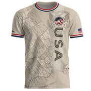 USA Soccer Jersey Navy Vintage US Map American Flag Shirt Patriotic Beige Soccer Fan
