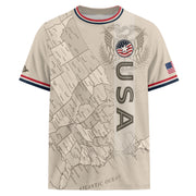 USA Soccer Jersey Navy Vintage US Map American Flag Shirt Patriotic Beige Soccer Fan - Rust Field Wear