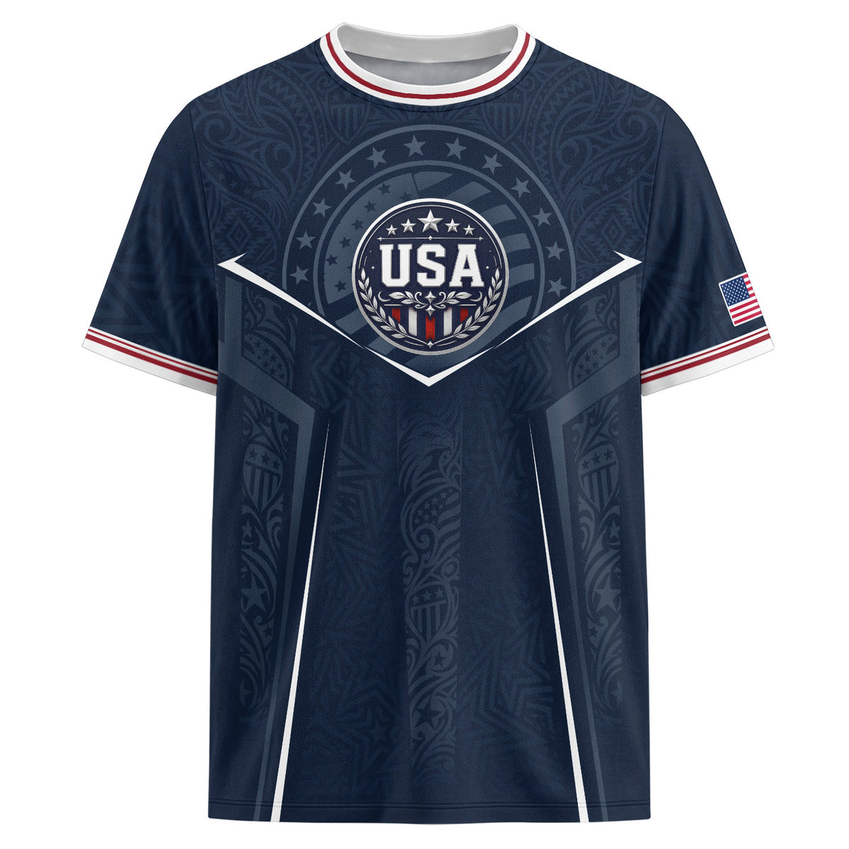 USA Soccer Jersey Navy Blue American Flag Shirt Patriotic Eagle Shield Fan Tee - Rust Field Wear