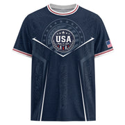 USA Soccer Jersey Navy Blue American Flag Shirt Patriotic Eagle Shield Fan Tee - Rust Field Wear