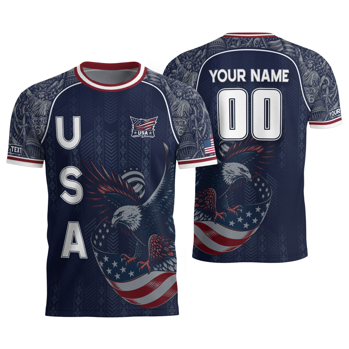 USA Eagle Soccer Jersey Style Adult Shirts Custom Name Number Personalized Top - Rust Field Wear