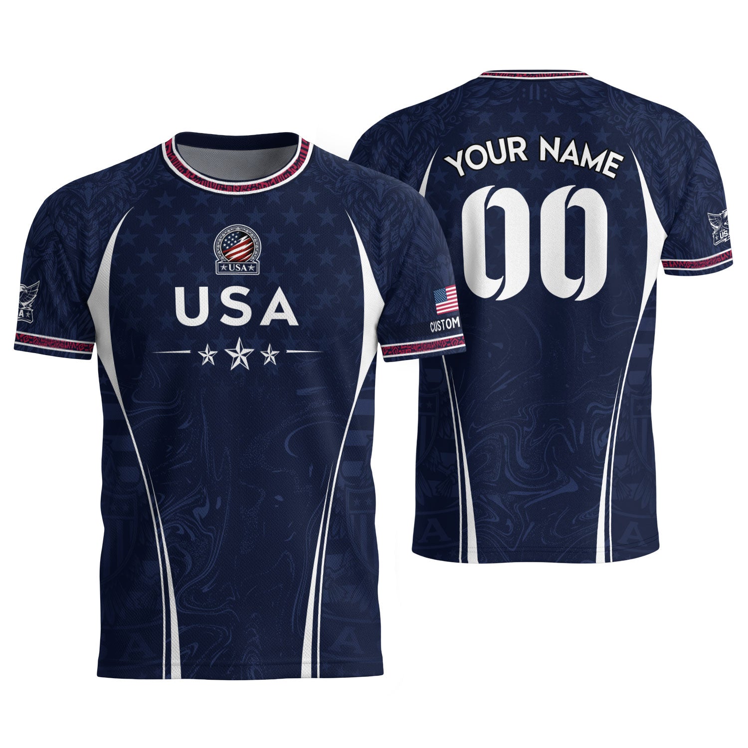 Men Athletic Sport T Shirt Outfits Personalized Custom Name USA Stars Soccer Jersey