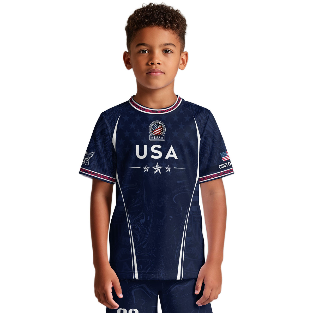 Personalized Youth Soccer Jersey Style Custom Name Number USA Kids Starry Active Top - Rust Field Wear
