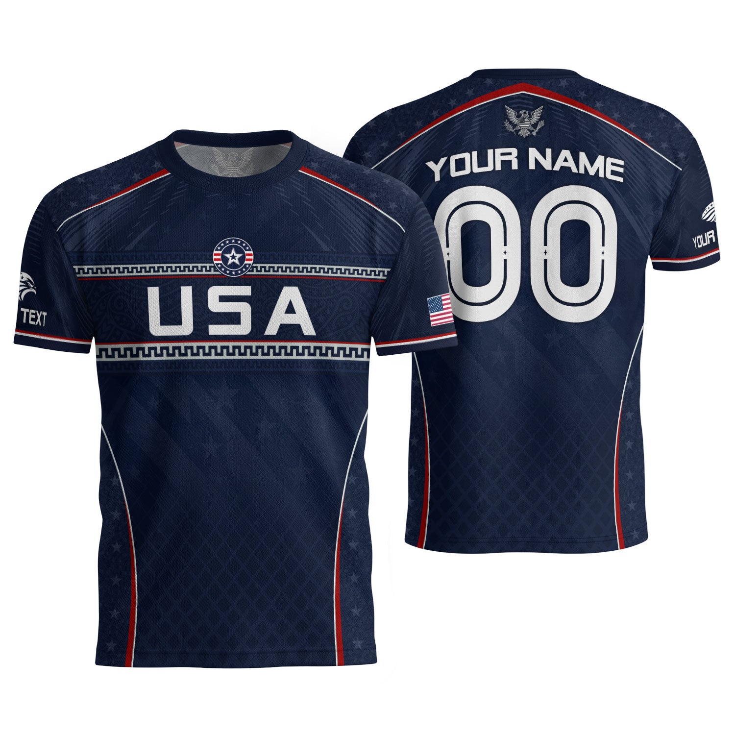 USA Soccer Jersey Custom Name Number Patriotic Navy Blue Athletic Sportswear Outfit