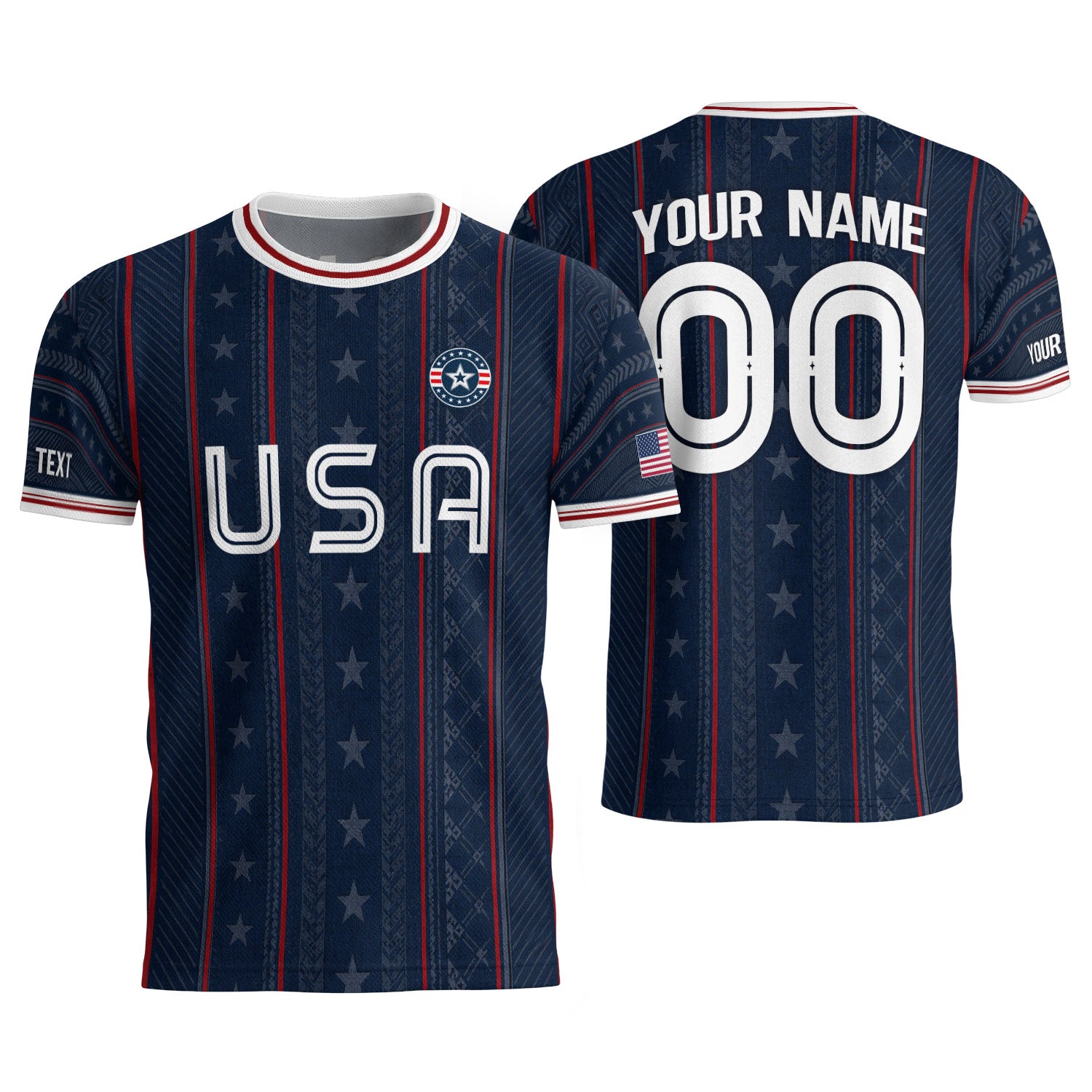 USA Soccer Jersey Custom Name Number Patriotic Navy Blue Stars Football Team Shirt