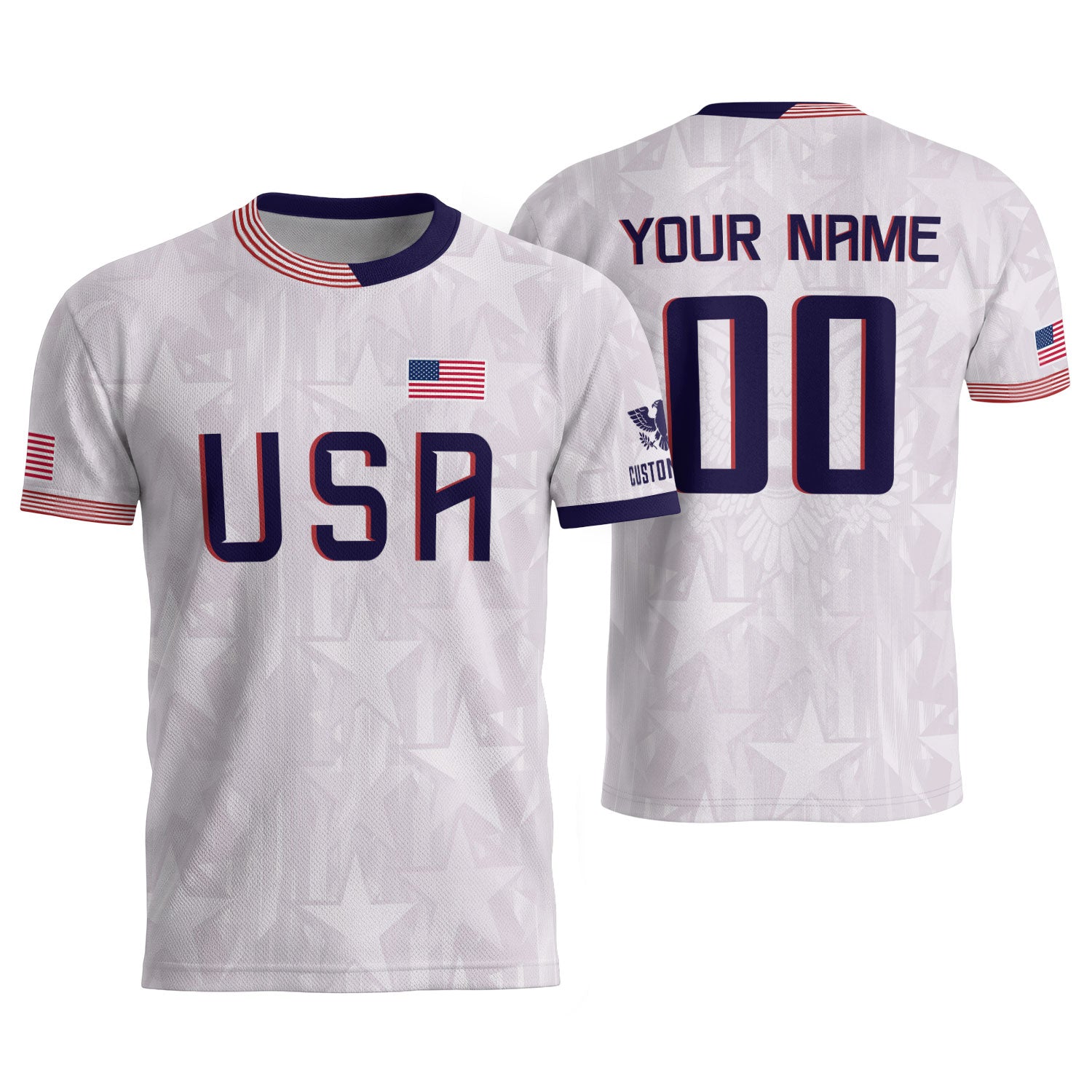 Personalized USA Soccer Jersey White Custom Name Number Patriotic Outdoor Sportswear