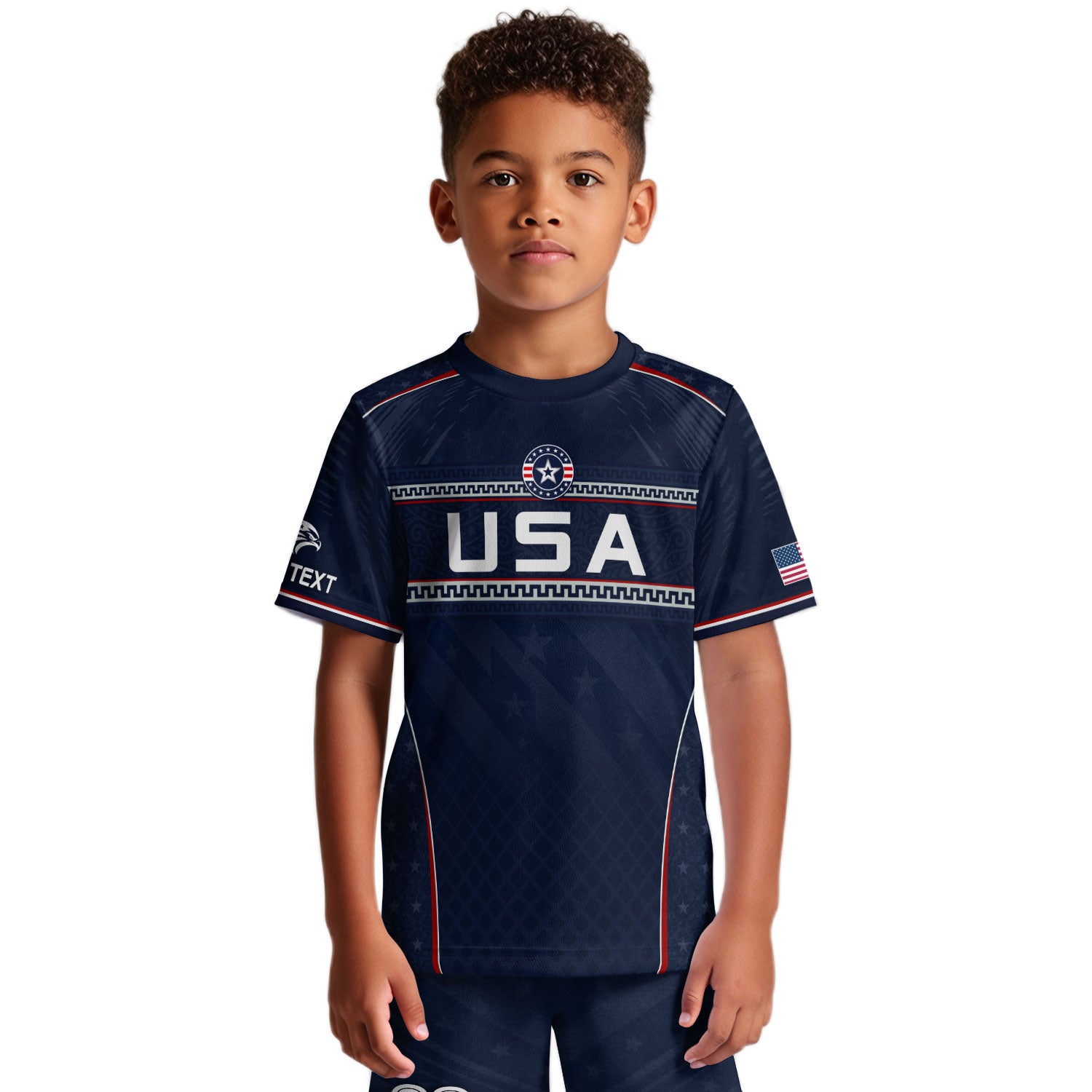Custom Dark Navy USA Soccer Uniform Personalized Name Number For Kid