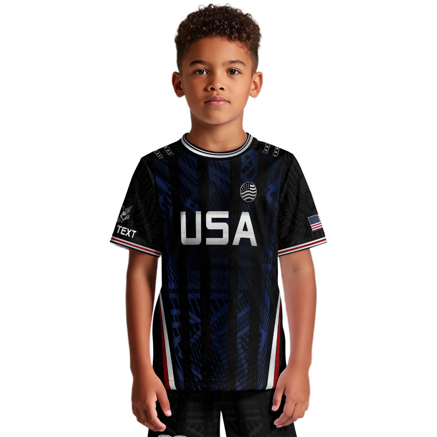 Custom Black and Blue USA Soccer Jersey Set Kid Personalized Name Number
