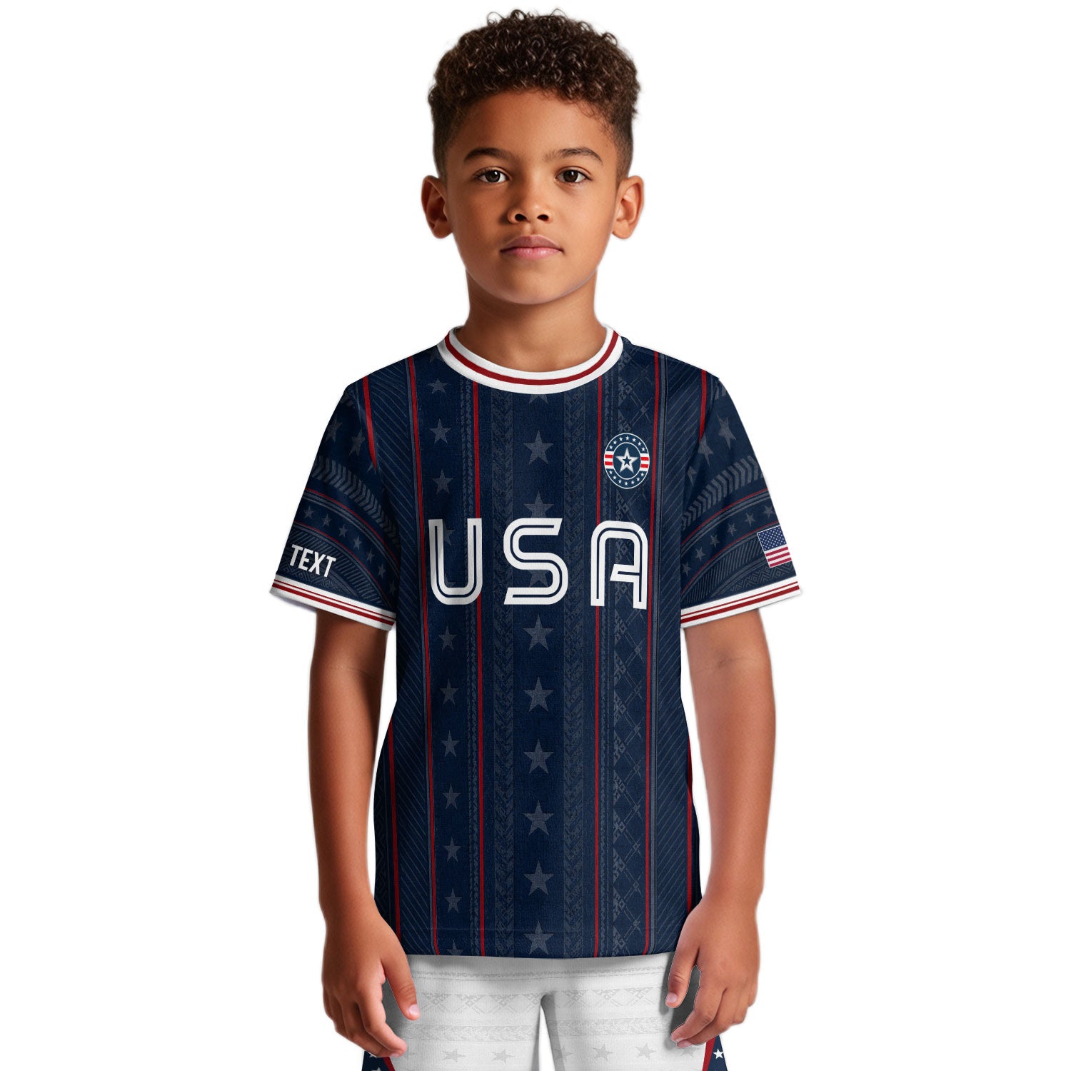 Custom Navy Blue and White USA Soccer Jersey Set Kid Personalized Name Number