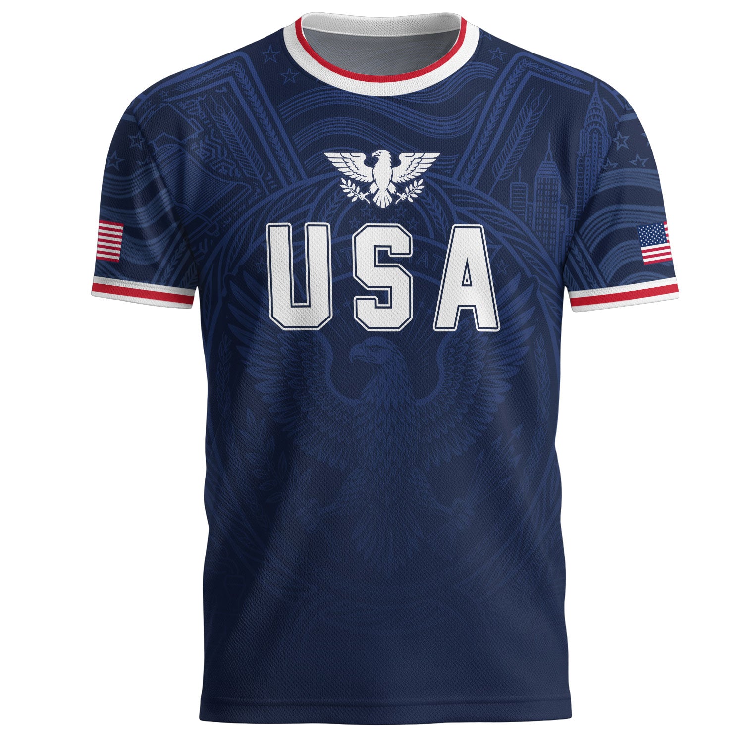 USA Eagle Patriotic Soccer Jersey Adult Navy Blue American Flag Independence Shirt