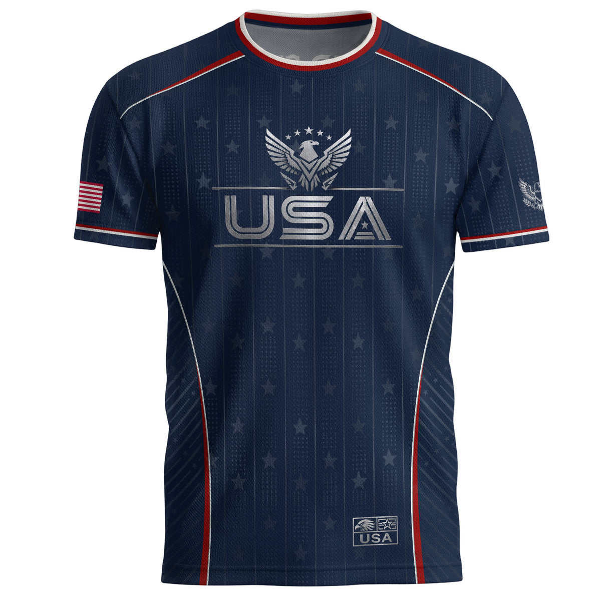 USA Soccer Jersey Adult Navy Blue Patriotic Pinstripe Shirt United States Team Tee - Rust Field Wear