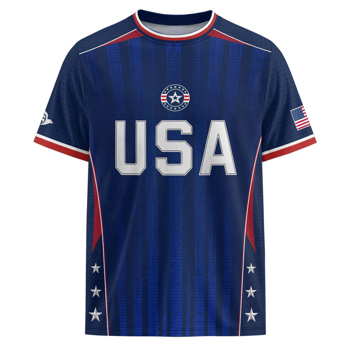 Adult USA Soccer Jersey Navy Blue Patriotic Vertical Stripe Star Side United States Tee - Rust Field Wear