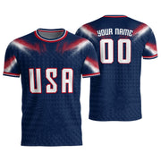 USA Patriotic Soccer Jersey Custom Name Number Adult Football Shirt Blue - Rust Field Wear