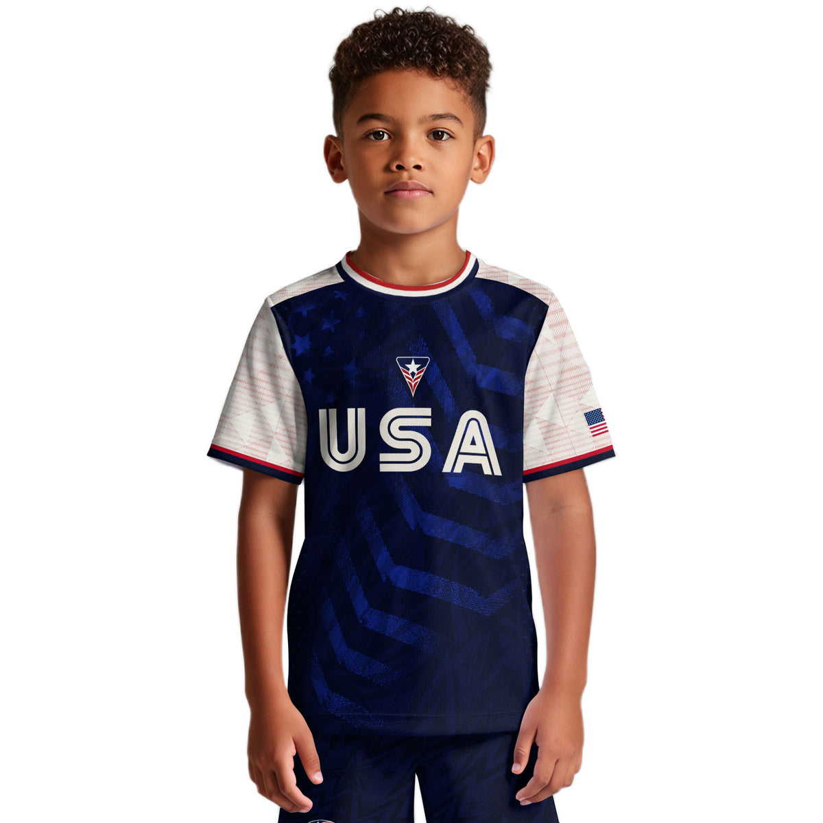 Kids USA Soccer Jersey Youth Children Patriotic Subtle Star Pattern United States Tee - Rust Field Wear