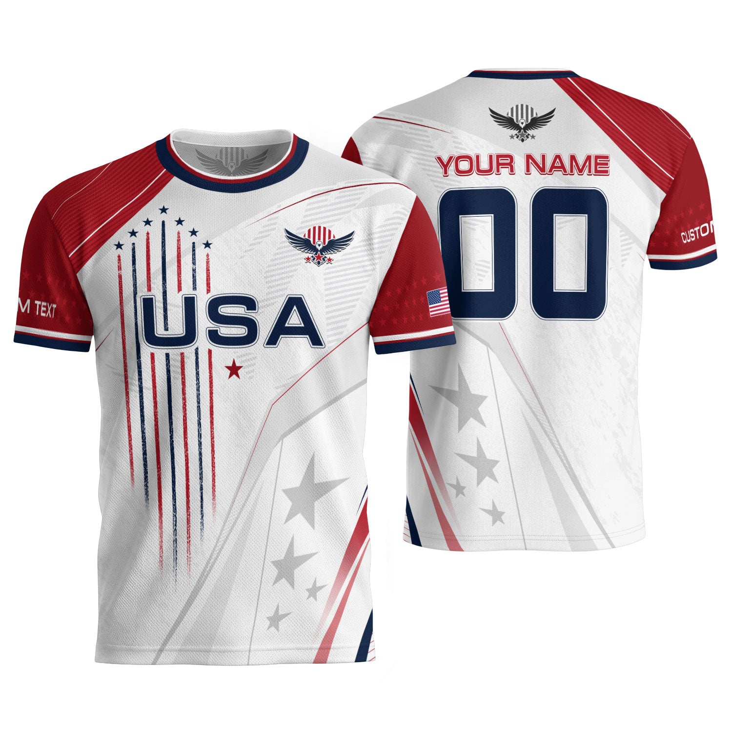 Custom USA Soccer Jersey Men White Red Personalized Name Number Football Shirt