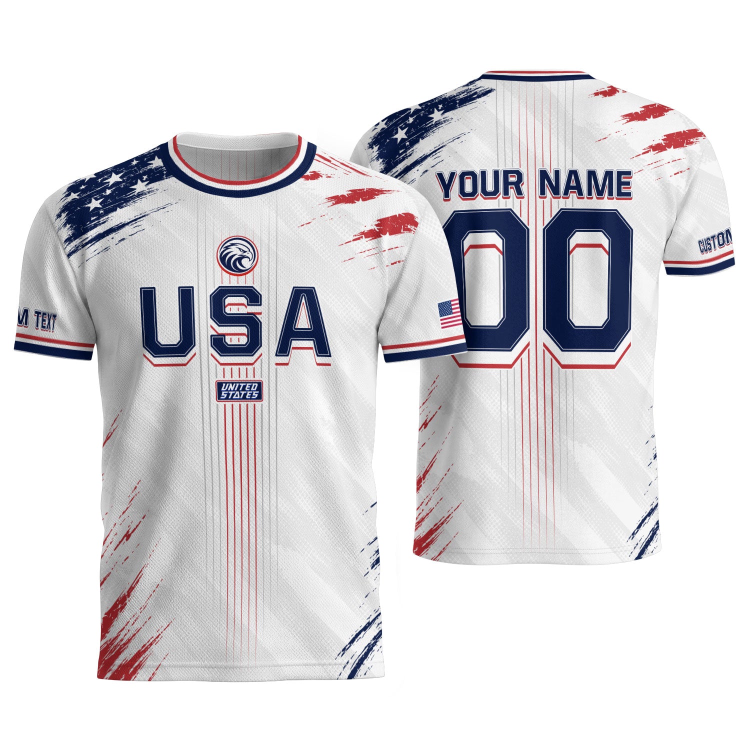 Custom USA Soccer Jersey Men White Brush Stroke Name Number Football Shirt