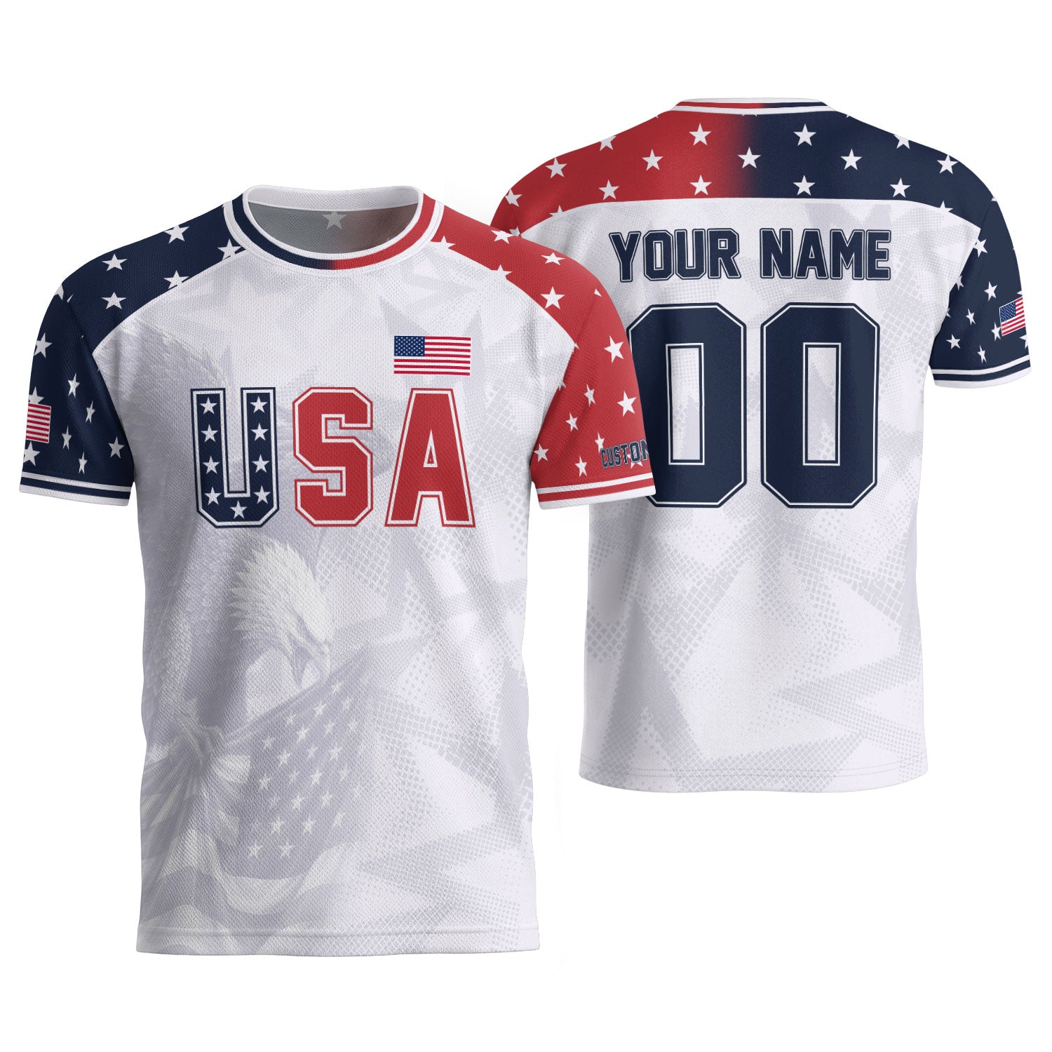 Custom USA Soccer Jersey White American Football Shirt Sports Fan Gear Name Men