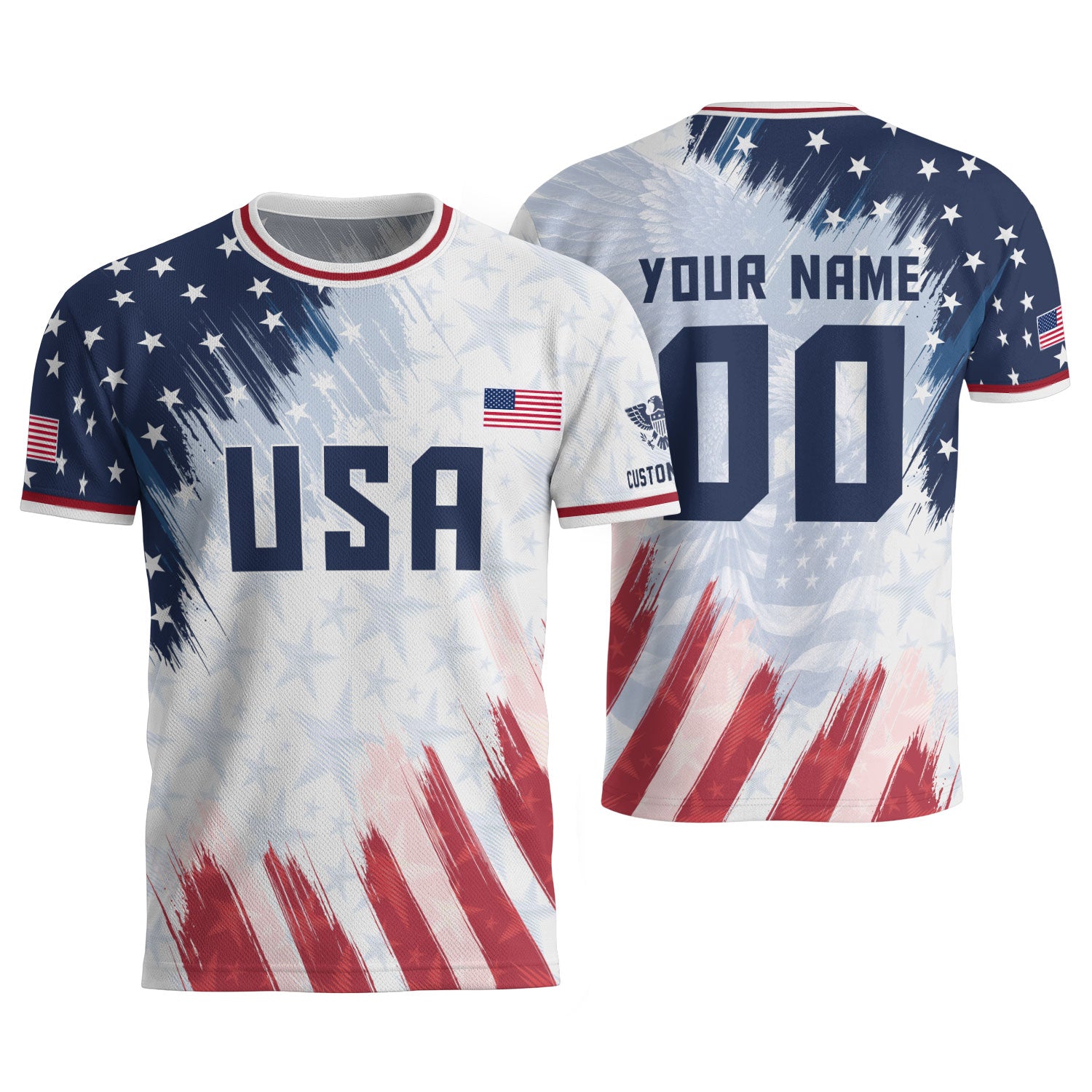 USA Soccer Jersey White Custom American Football Shirt Graphic Patriotic Tee Men