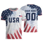 USA Soccer Jersey White Custom American Football Shirt Graphic Patriotic Tee Men - Rust Field Wear