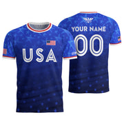 USA Soccer Jersey Blue Personalized American Football Shirt All Over Stars Print Men - Rust Field Wear