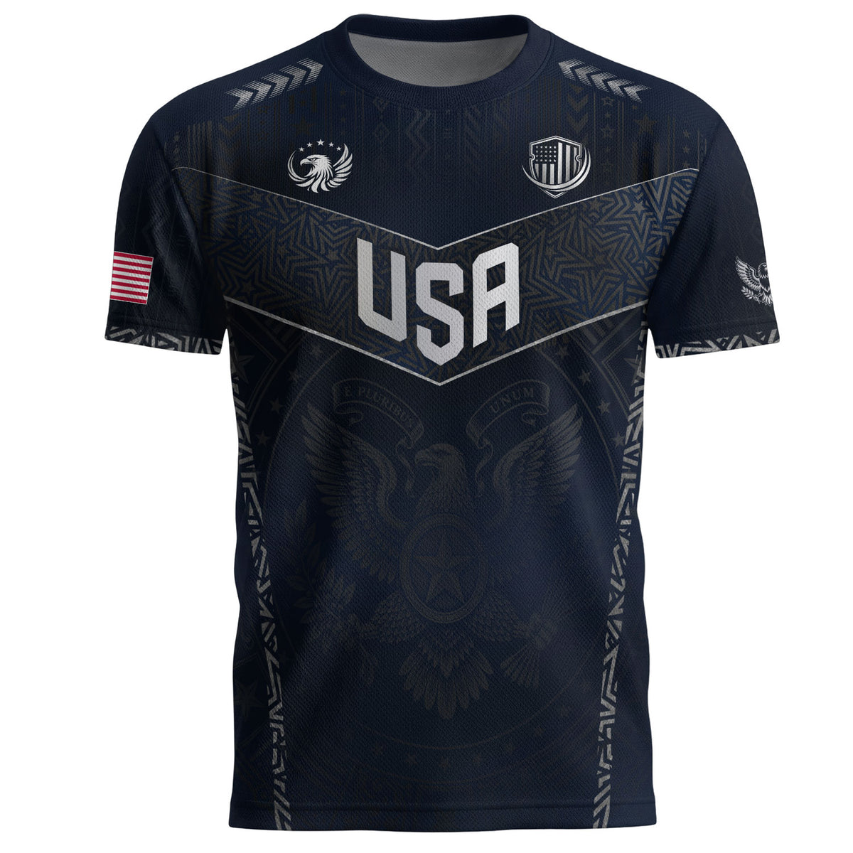 Adult Soccer Jersey Blue Patriotic Style - Bold Eagle Graphic Team Performance Shirt - Rust Field Wear