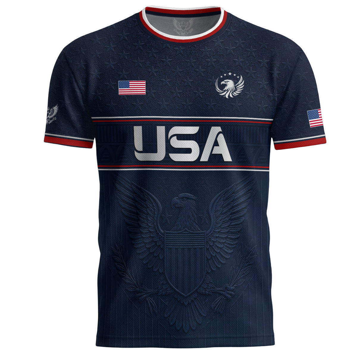 Blue Adult Soccer Jersey Classic Style - Patriotic Eagle Graphic Team Training Shirt - Rust Field Wear