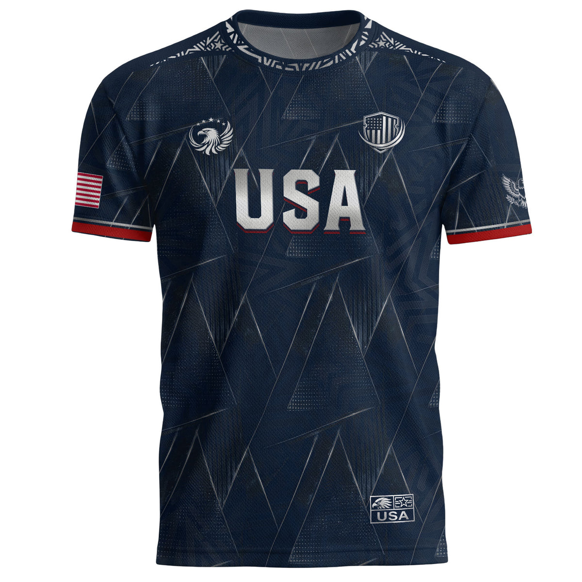 Adult Soccer Jersey Blue Patriotic Design - Bold Eagle Graphic Sport Training Shirt - Rust Field Wear