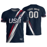 Custom Adult USA Soccer Jersey Navy Blue Patriotic American Eagle Team Football Shirt - Rust Field Wear