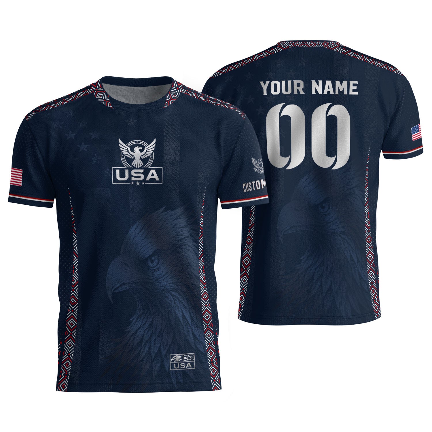Personalized Adult USA Soccer Jersey Navy Blue Patriotic American Eagle Football Shirt