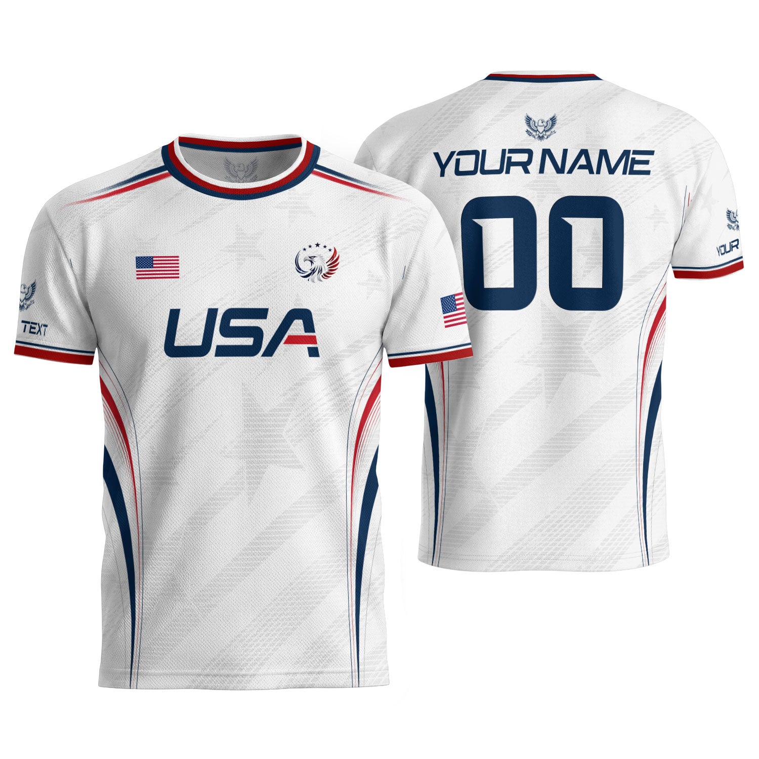 Custom White USA Soccer Jersey Personalized Adult Name Number Patriotic Sports Uniform