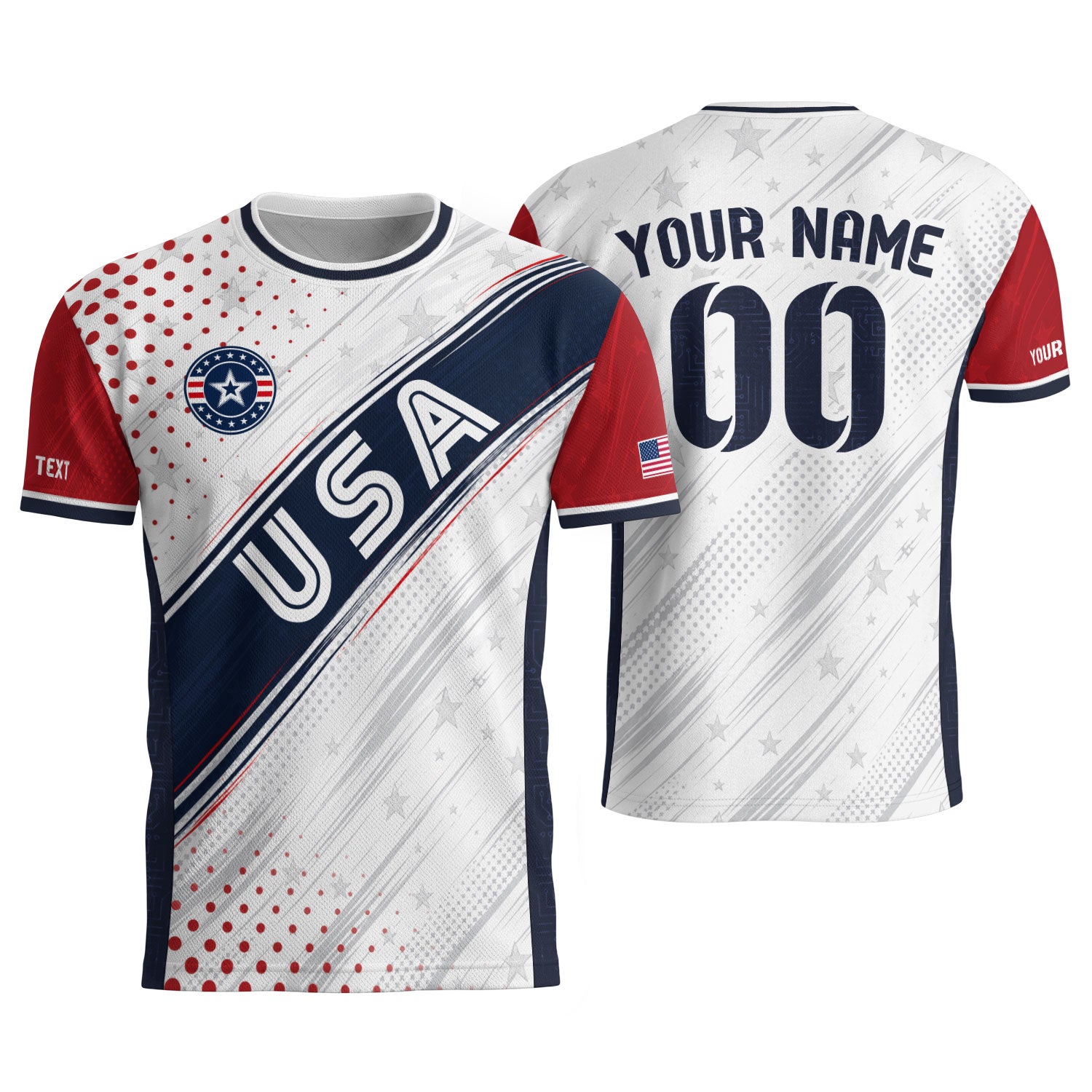 Custom Adult White Soccer Jersey - Personalized Name & Number USA Patriotic Sportswear