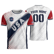 Custom Adult White Soccer Jersey - Personalized Name & Number USA Patriotic Sportswear