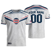 Personalized USA White Soccer Jersey - Custom Name & Number Patriotic Sports Gear
