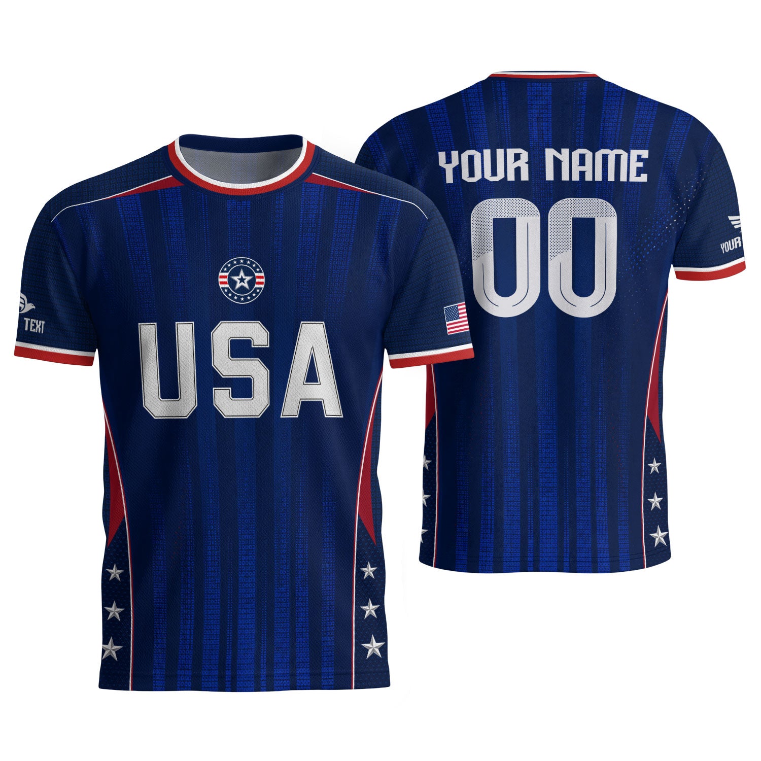 Custom Blue USA Soccer Jersey - Personalized Name & Number Patriotic Sports Shirt