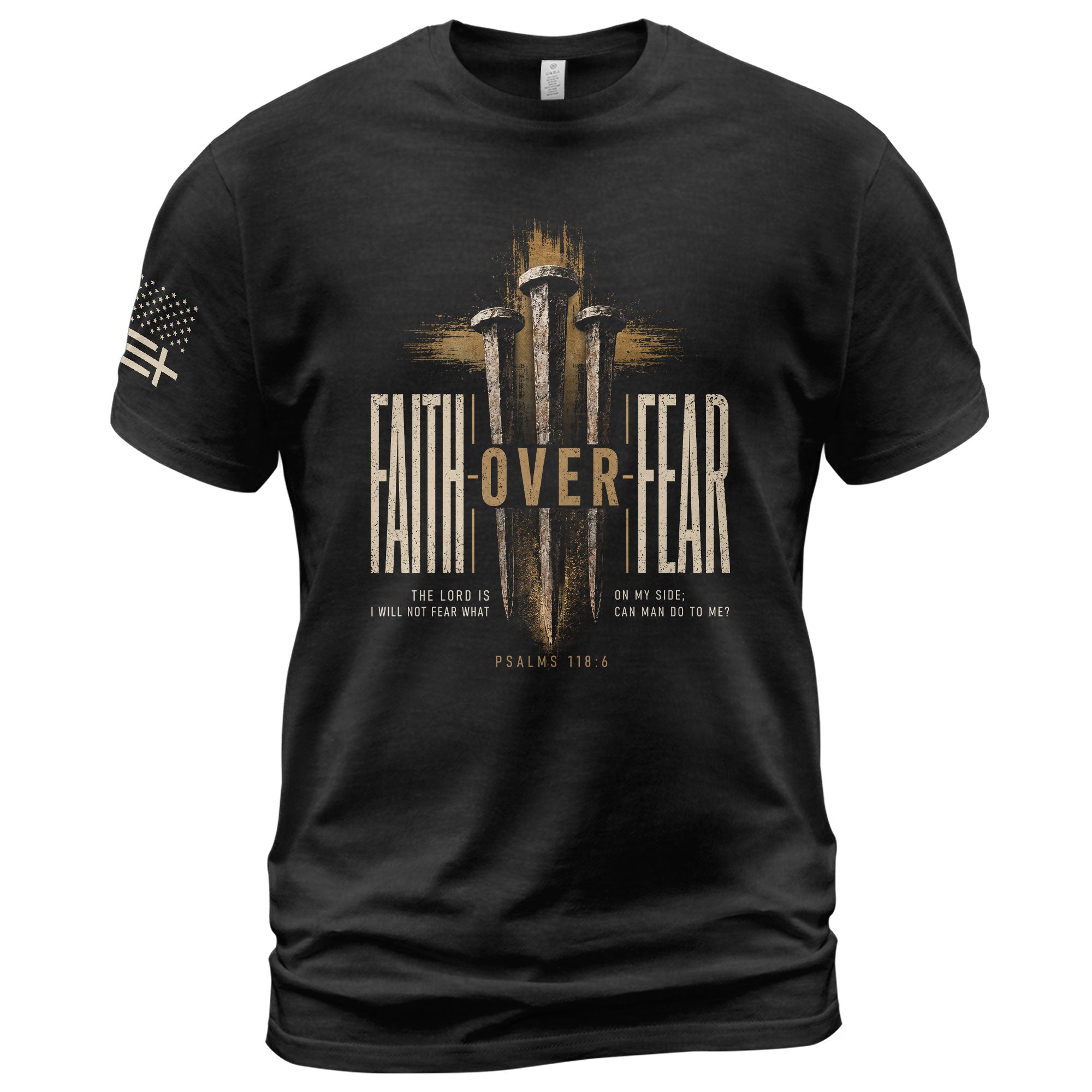 Faith Over Fear Shirt Christian Cross Psalms 118 6 Bible Verse Graphic Tee Vintage